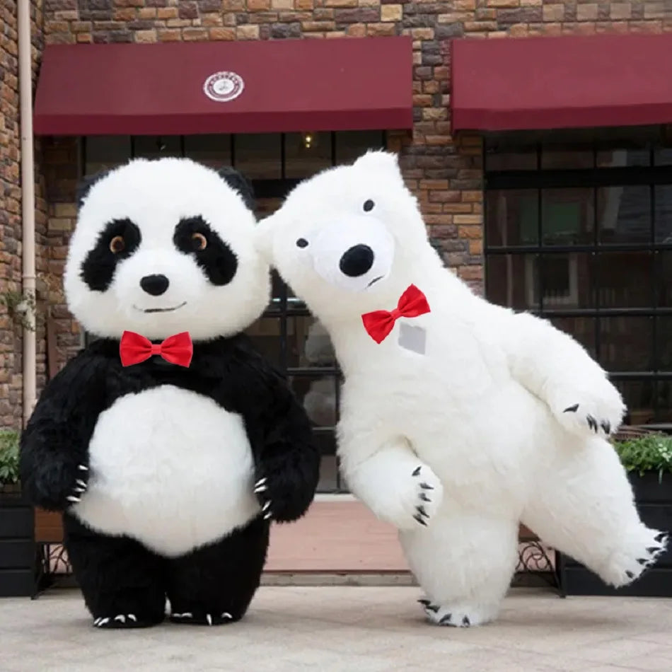 Fantasia Urso Polar Inflável Natal Mascote Traje kit Completo Mascote para Natal