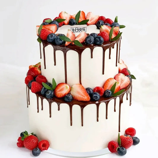 Bolo Fake de aniversário falso, realista, comida falsa, para, loja, exibição de bolo e decoração