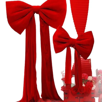 Laço decorativo grande, laço gigante de veludo vermelho, cenário casamento, decoração