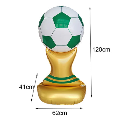 Kit Decoração Copa Do Mundo Troféu Metalizada Prato/Copo/Canudos/Guardanapos Brasil