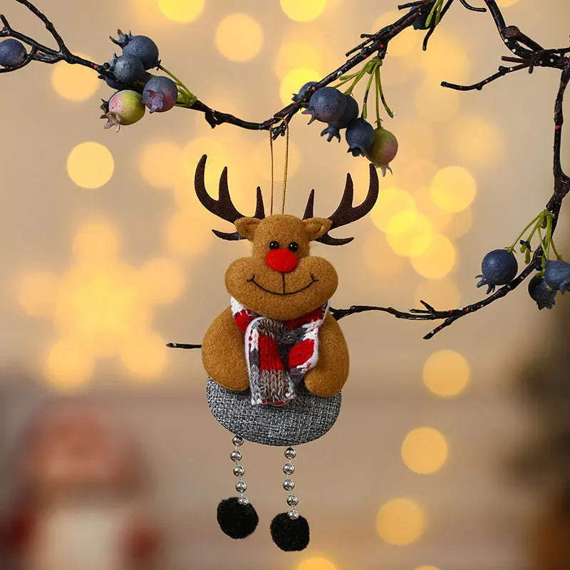Kits Enfeites Natal Pelúcia Papai Noel e Neve Rena e Urso com Roupinha Verde e Vermelho
