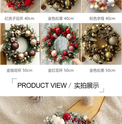 Guirlanda de outono de 50CM, elegante guirlanda de Natal champanhe dourado vermelho