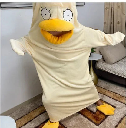 Fantasia Adulto Pintinho Pijama para Adulto - Traje Cosplay de Pelúcia Pato Flanela Traje