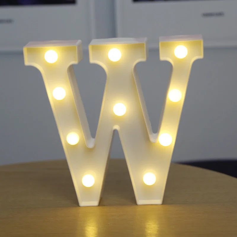 Letras de LED para letreiros, 26 letras iluminadas do alfabeto, luzes LED alimentadas