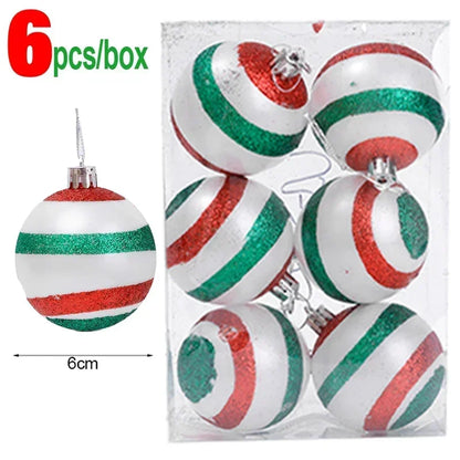 Bola Árvore de Natal Colorida Pintura 24 Peças de Enfeites de Bola de Natal, 6 cm Enfeites