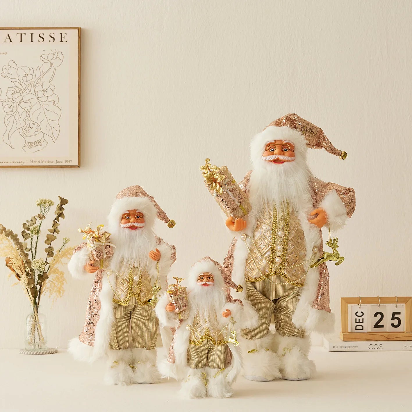 Boneco de Papai Noel - Decoração mesa Natal, estatuetas de Papai Noel, em pé, Papai Noel