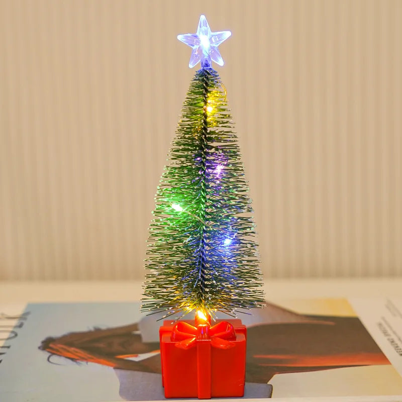 Árvore de Natal Pequena com Luz Multicolorida Conjunto de 3 Luzes LED Coloridas Natal