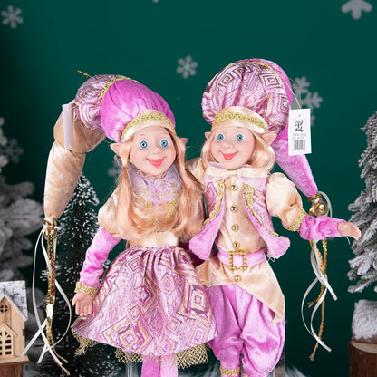Conjunto de 2 elfos de Natal de 66 cm, adorável elfos vermelhos e verdes para pendurar