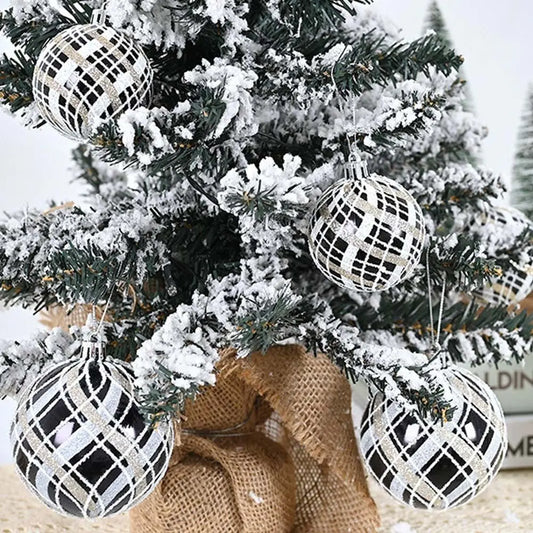 Bolas Natal Preto Branco Decoração de Natal Decorativa de 6 cm/6 Peças ou 8 cm/6 Peça