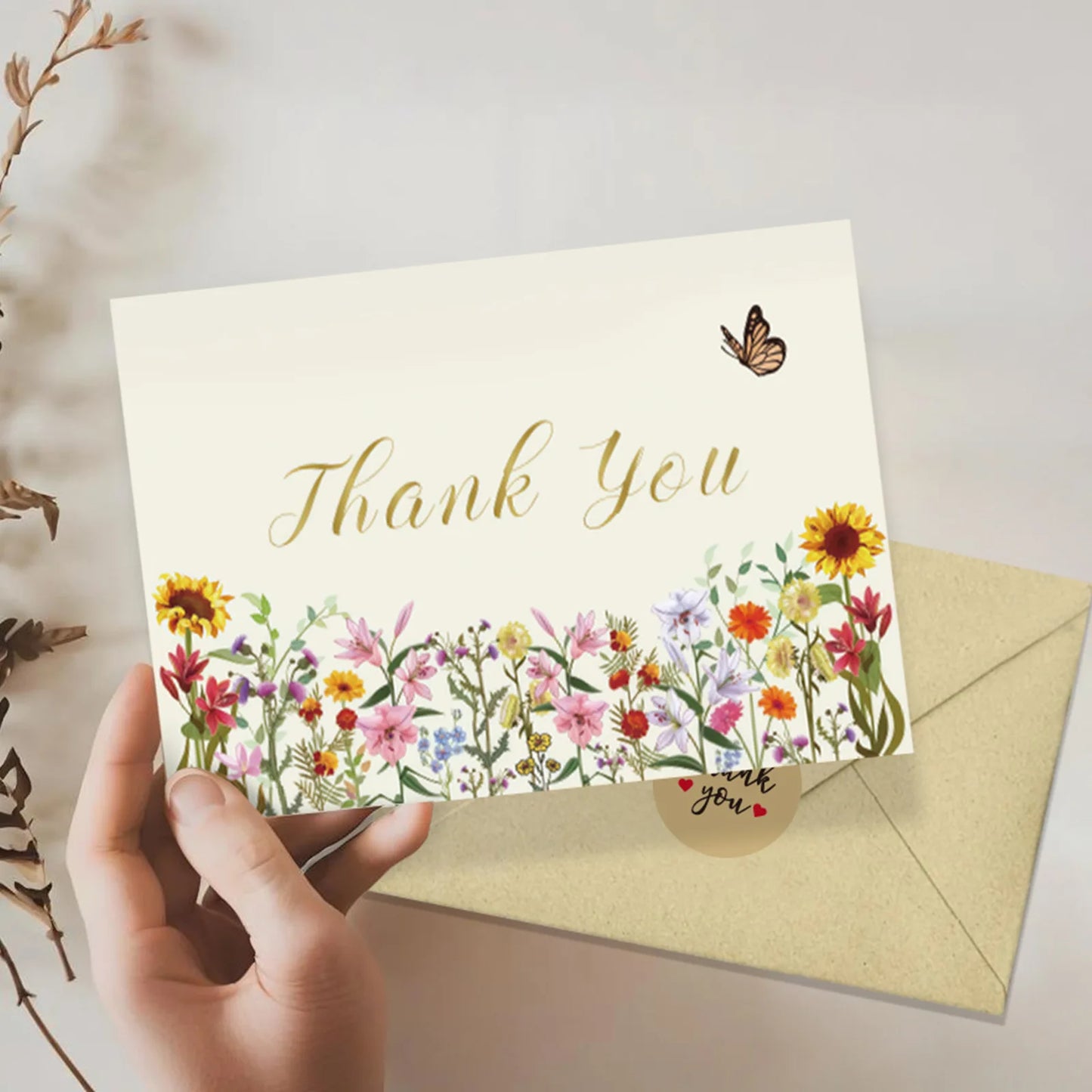Cartões de agradecimento | Cartões de agradecimento e notas com envelopes |  Presentes