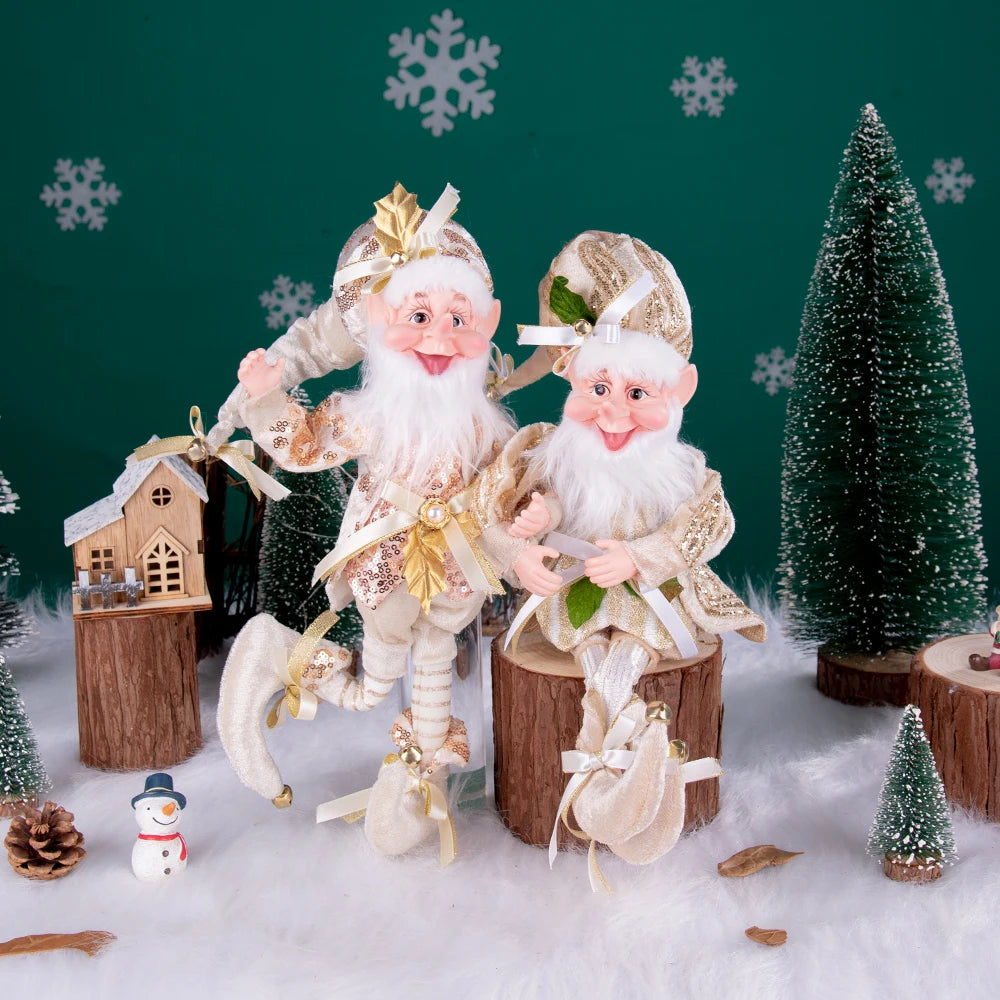 Enfeite Elfo Verde e Vermelho 45cm e 55cm Merita, Personagens Natalinos para Decoração