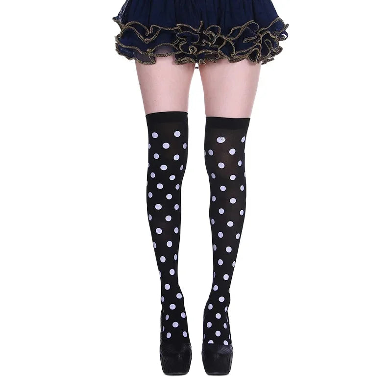 Meia calça infantil algodão bolinhas coloridas inverno e Meias altas até o joelho bolinhas