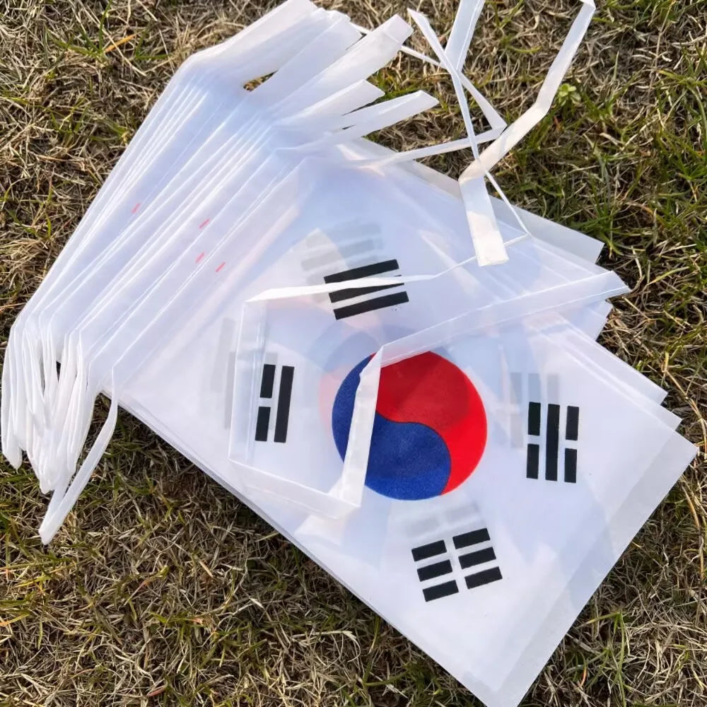 Bandeirinhas Copa do Mundo Coreia do Sul 6 metros Bandeira 20 bandeiras 9'' x 6''