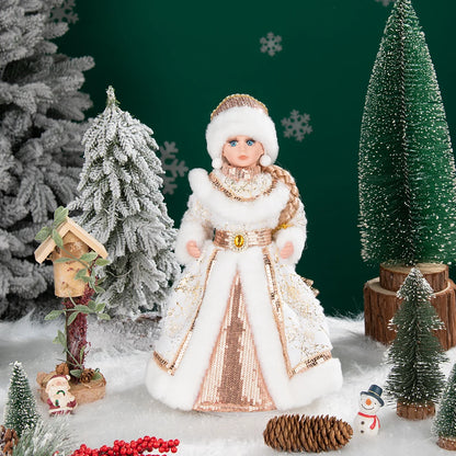 Papai Noel Grande Muñeco Cajado Azul Claro Figura do Papai Noel Ded Moroz Natalino