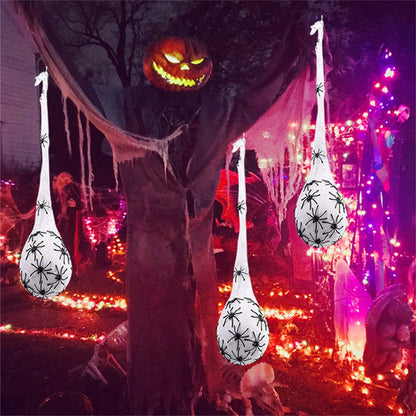 Decoração de Halloween para pendurar sacos de ovo de aranha iluminados, 3 peças sacos
