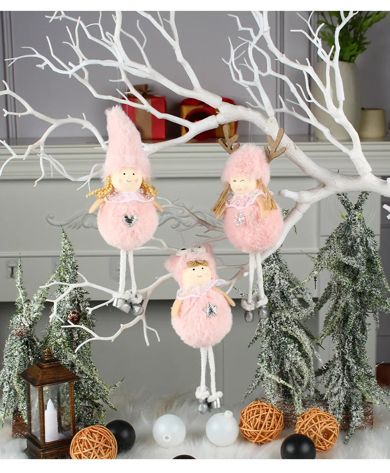 Pingente Anjo Natal Decoração de menina anjo de natal | Pingente de boneca anjo pelúcia