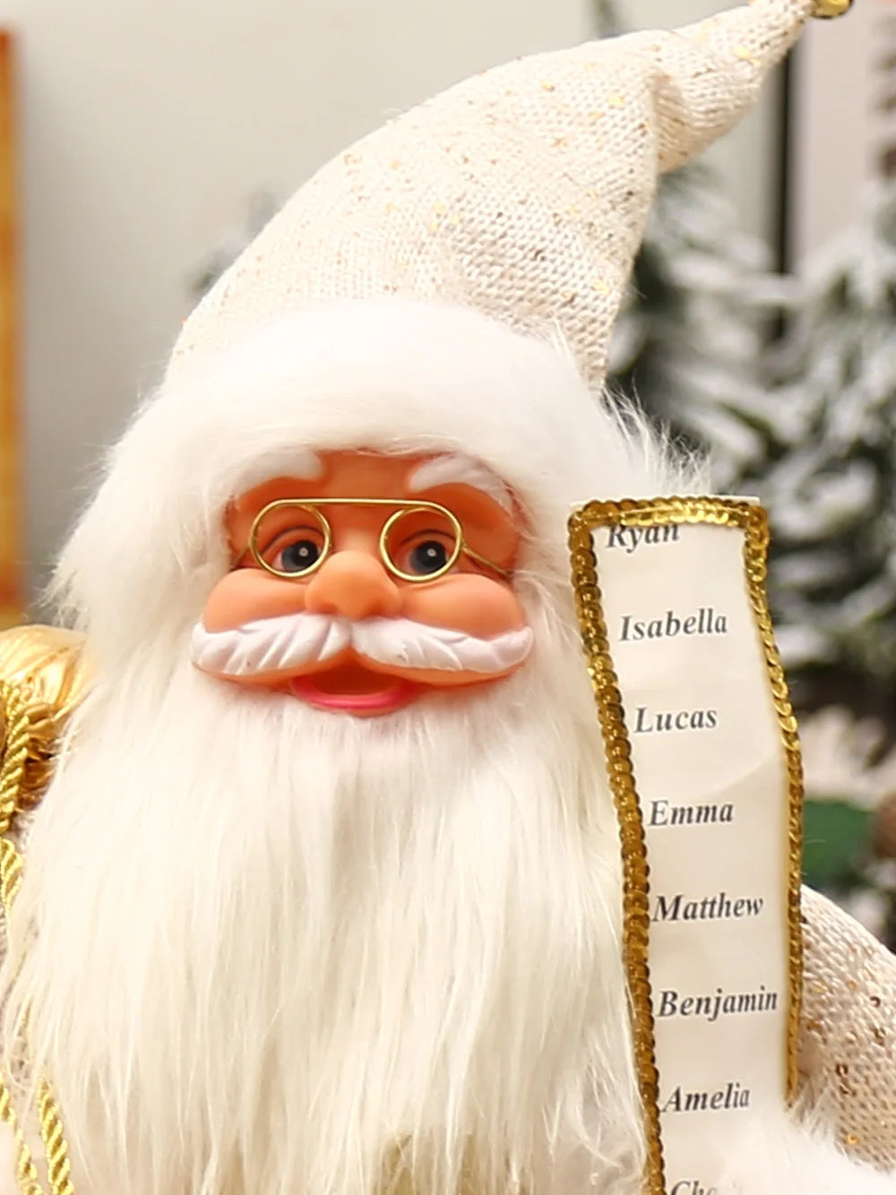 Coleção Colina dos Ventos 16 polegadas em pé branco e dourado Ho Papai Noel decoração