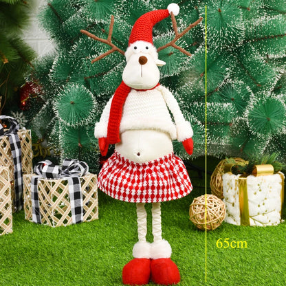 Estatueta de veado em pé de rena em pé de Natal - Escultura de rena em pé de pelúcia