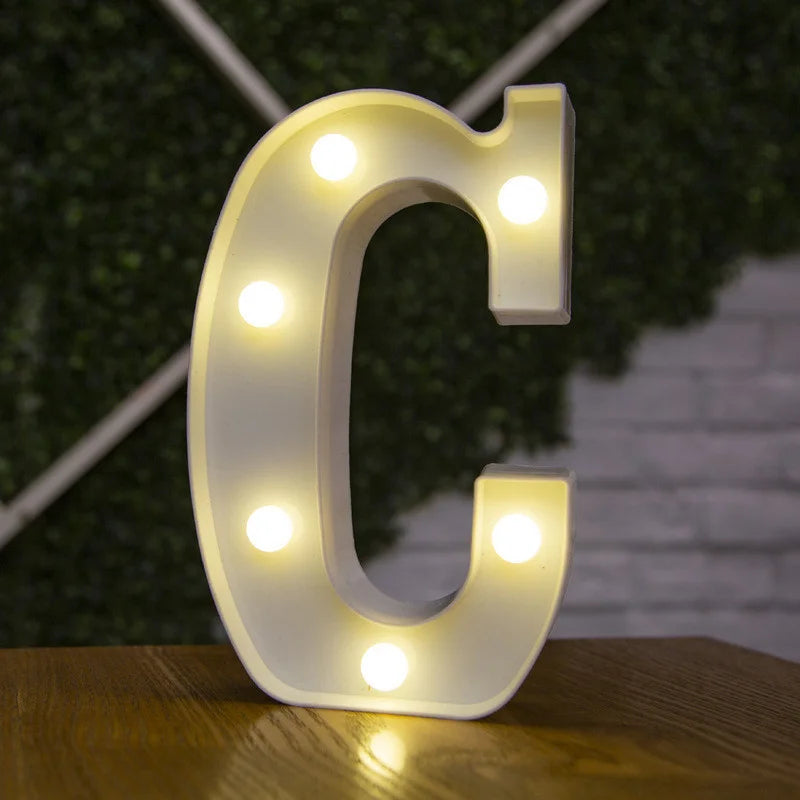 Letras de LED para letreiros, 26 letras iluminadas do alfabeto, luzes LED alimentadas