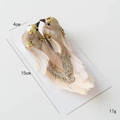 Pássaros Artificiais Natal Conjunto de 2 elefantes enfeites de árvore em forma de pássaros