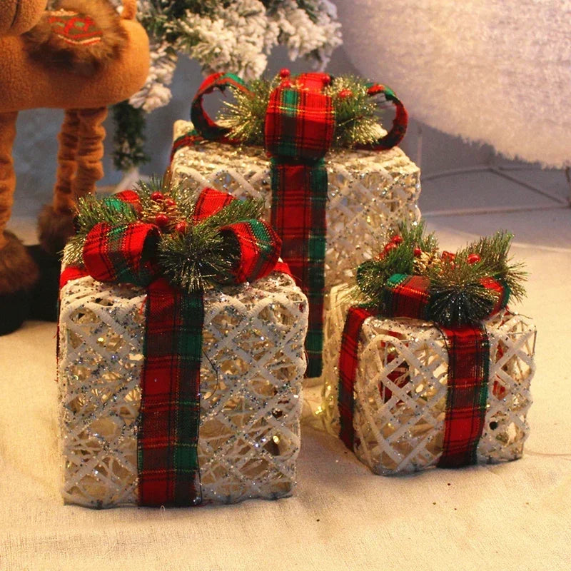 Caixas de presente, decorações de Natal, conjunto de 3 caixas vermelhas festa e feriado