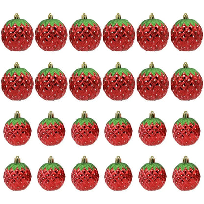 Enfeite Morango para Árvore de Natal Enfeites Natalinos Vermelhos para Árvore de Natal