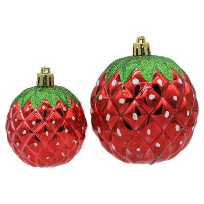 Enfeite Morango para Árvore de Natal Enfeites Natalinos Vermelhos para Árvore de Natal