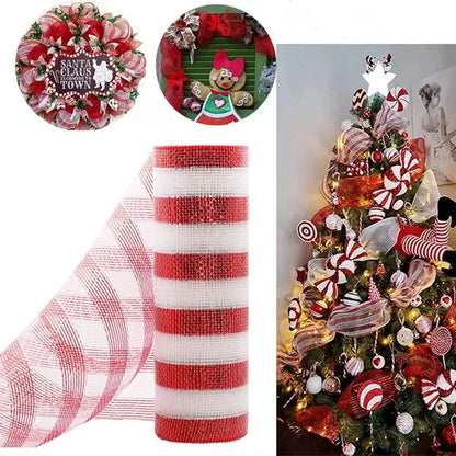 Fita de Malha de Natal Rolo de Tule com Glitter para Árvore e Guirlanda