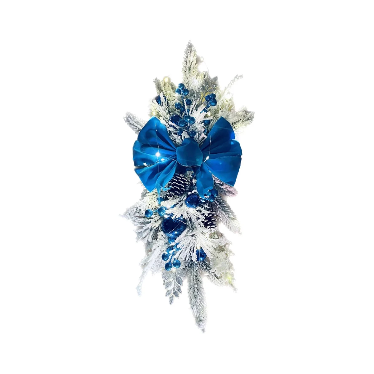 Guirlanda de escada de Natal LED, guirlanda de Natal artificial azul com luz LED, acabamento