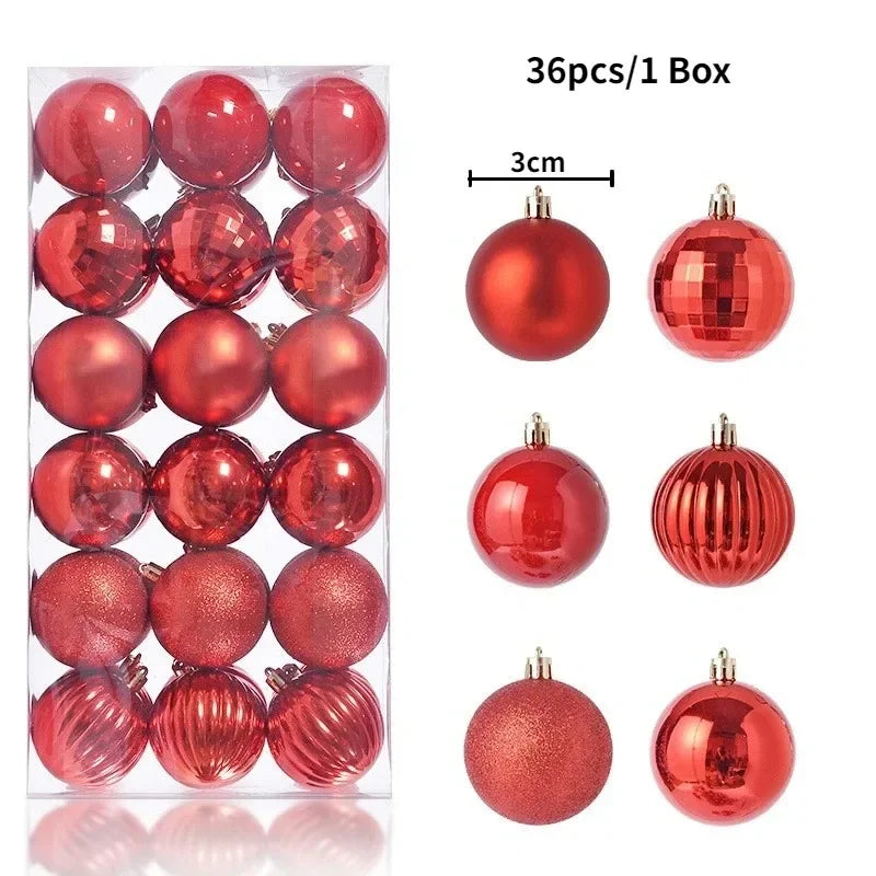 Bolas de natal Ornamentos de árvore de Natal de 3 mm de 36 quilates, grandes ornamentos