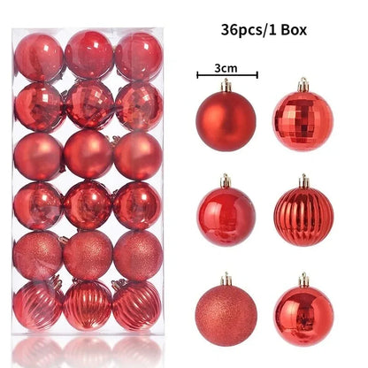 Bolas de natal Ornamentos de árvore de Natal de 3 mm de 36 quilates, grandes ornamentos