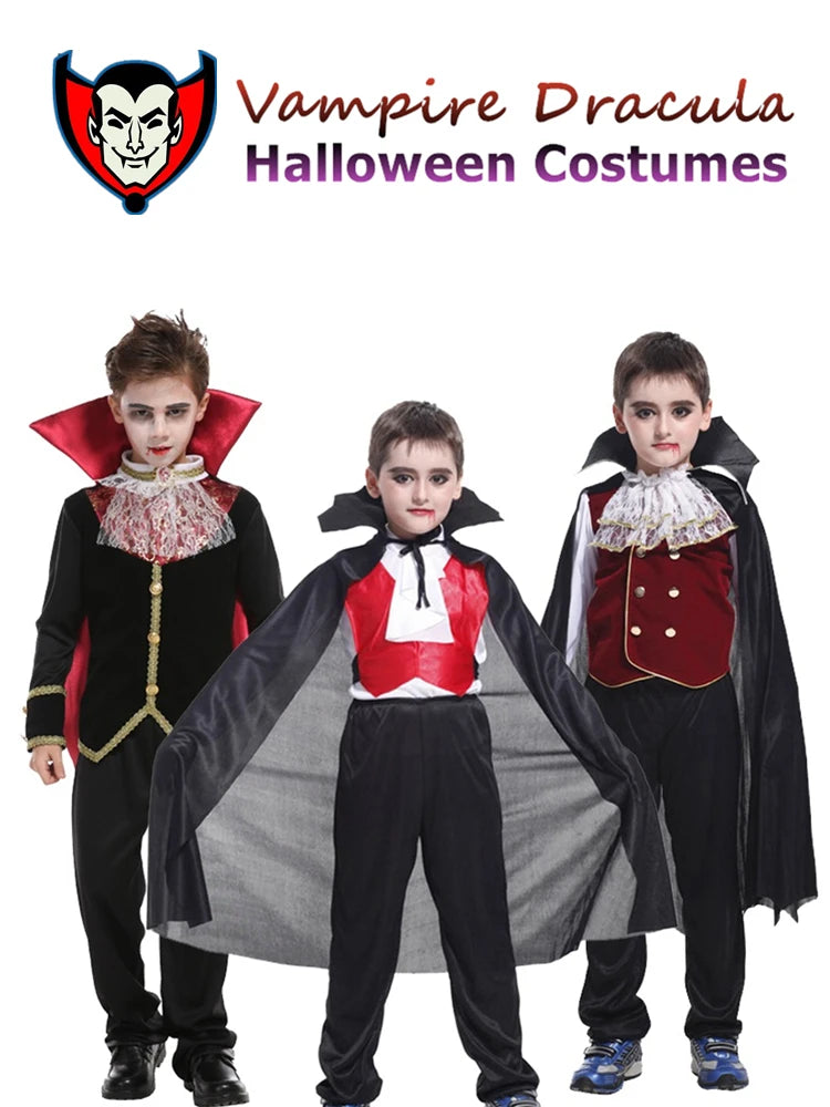 Fantasia Infantil Drácula Vampiro Halloween Cosplay + Capa