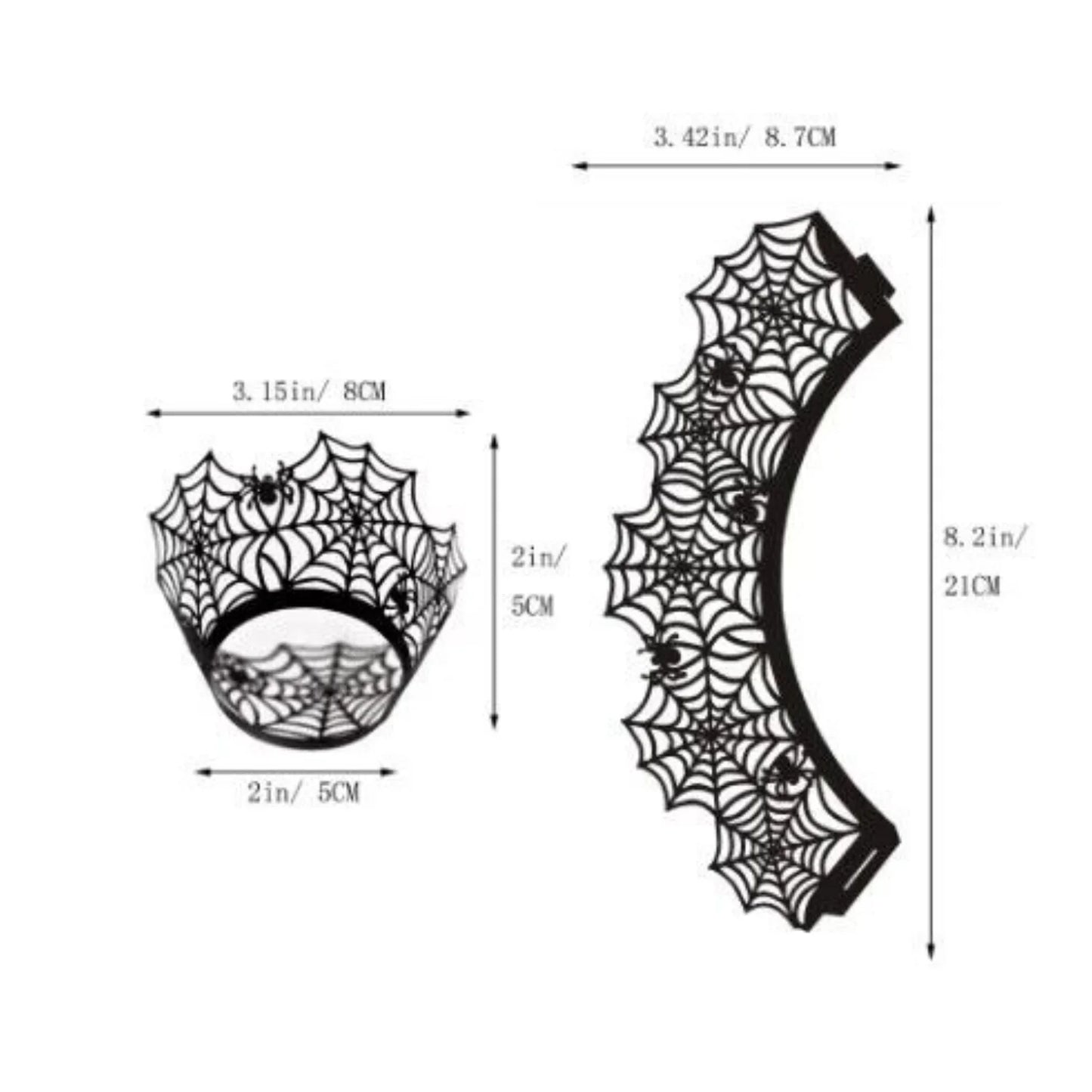 Cesta Formato Teia Aranha Embalagens cupcake, pacote com 48 teias aranha Halloween