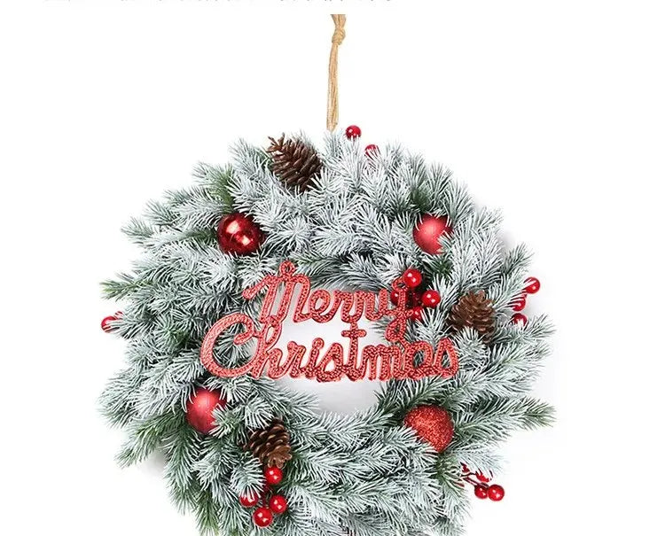 Guirlanda de natal porta pendurado círculo artificial grinalda decorações de natal