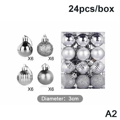 Bolas de Natal 24 Peças de Enfeites de Bola de Natal de (3cm)/6cm*6cm*6cm*6cm Natal