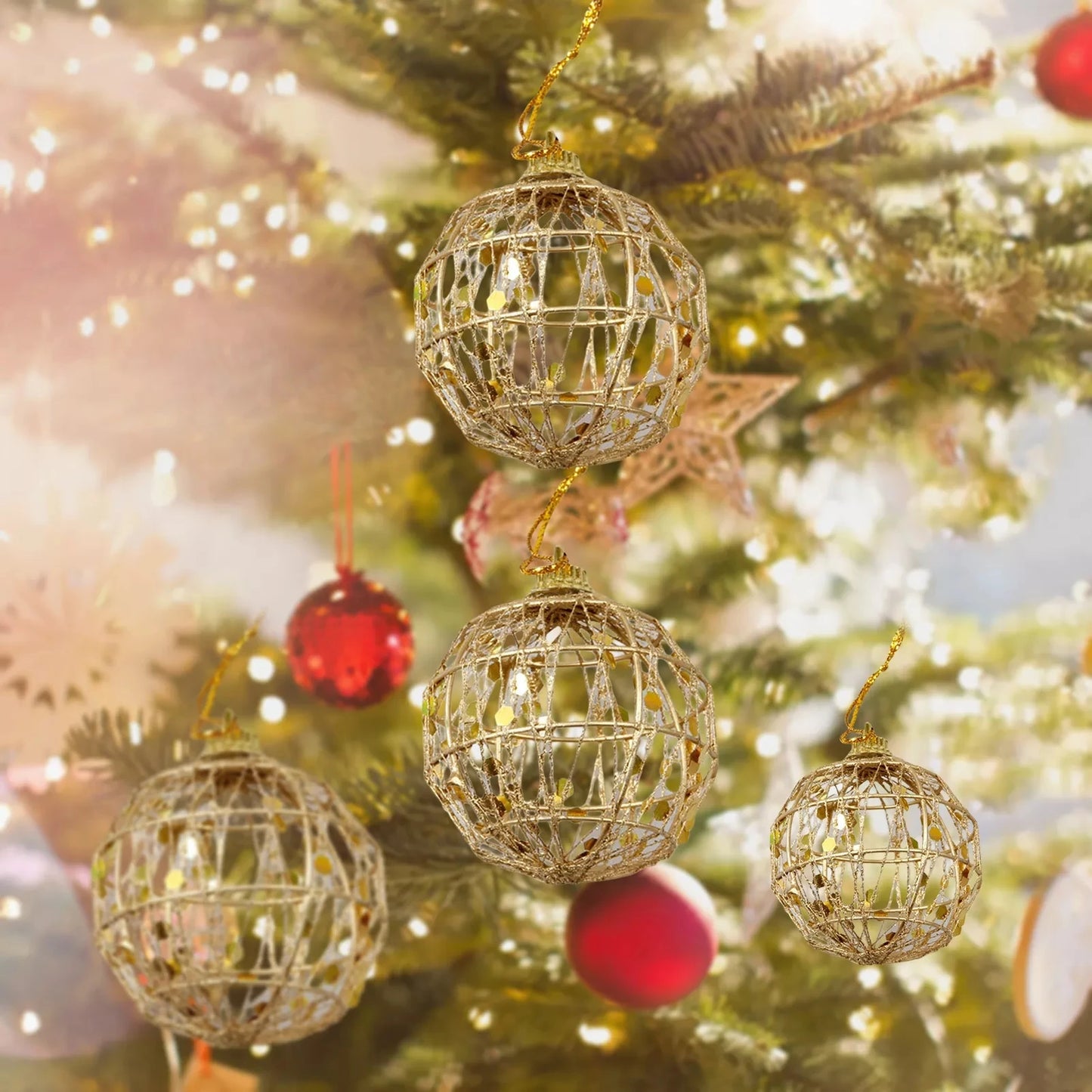 Bolas de Natal Decorativas Exibição Artesanal 5 cm E 6cm