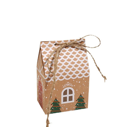 Caixas de biscoito de Natal Kraft, pacote com 5 caixas em forma casa, caixas presente