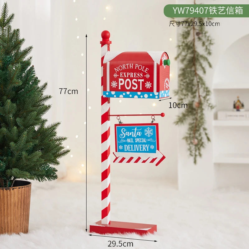 Caixa de correios pirulito estátua de caixa de correio de natal decorações natal decoração