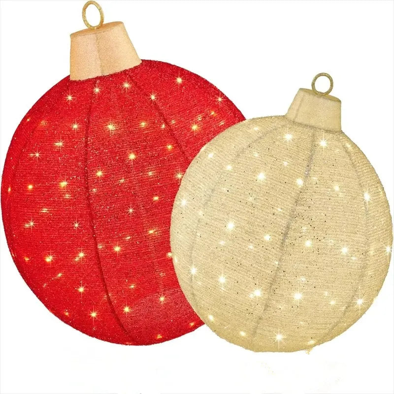 Luminária Bola de Natal Vermelho conjunto de 3 peças de enfeites de Natal grandes bolas