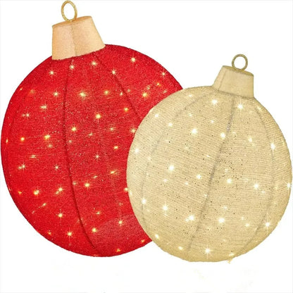 Luminária Bola de Natal Vermelho conjunto de 3 peças de enfeites de Natal grandes bolas