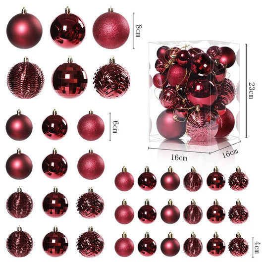 Bola de Natal Kit C/ 36 peças Bolas de Natal Lisas/Foscas/Glitter - Rose