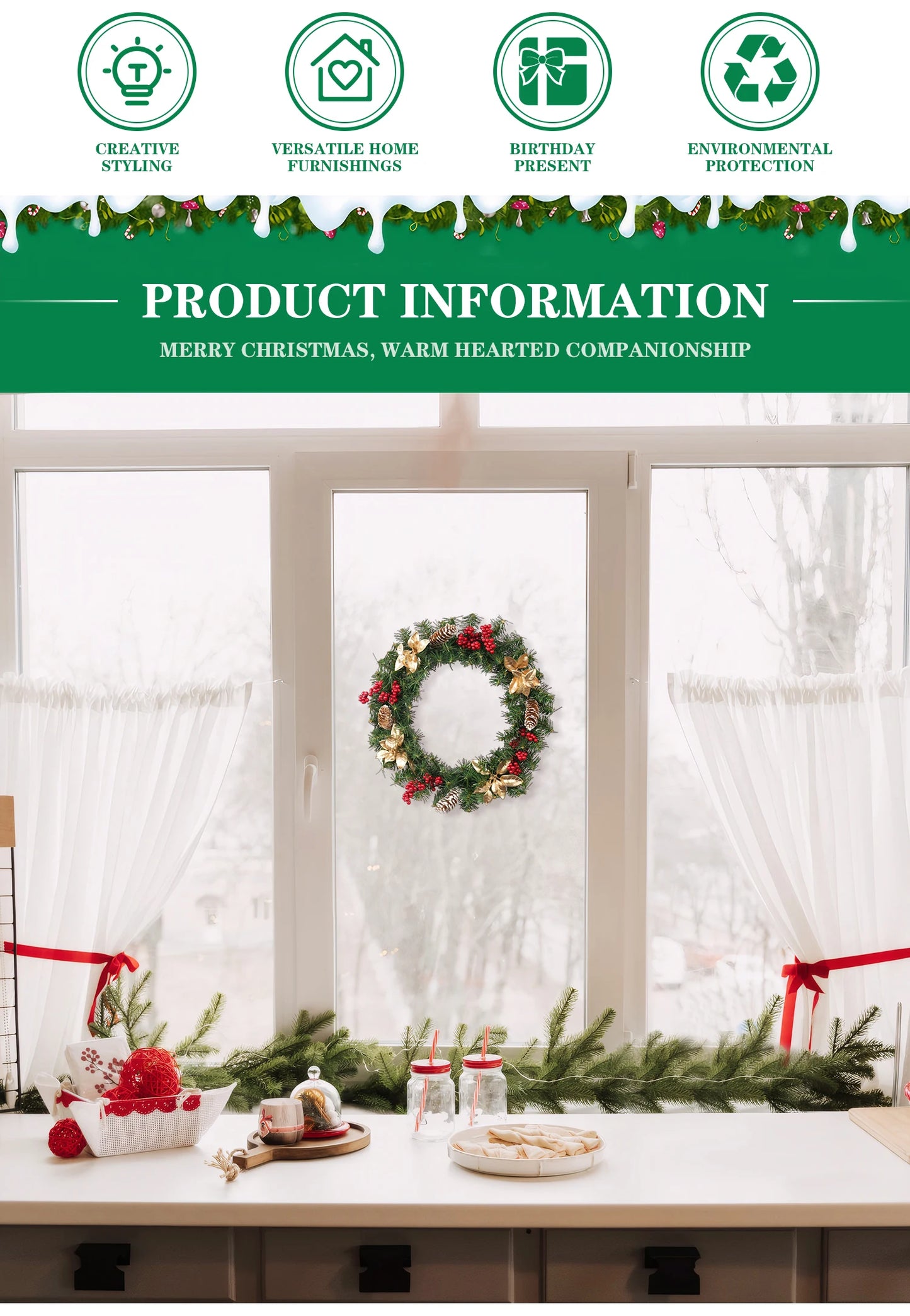 Guirlanda De Natal Enfeite De Guirlanda De Natal Decoração De Natal Decoração Pendurada