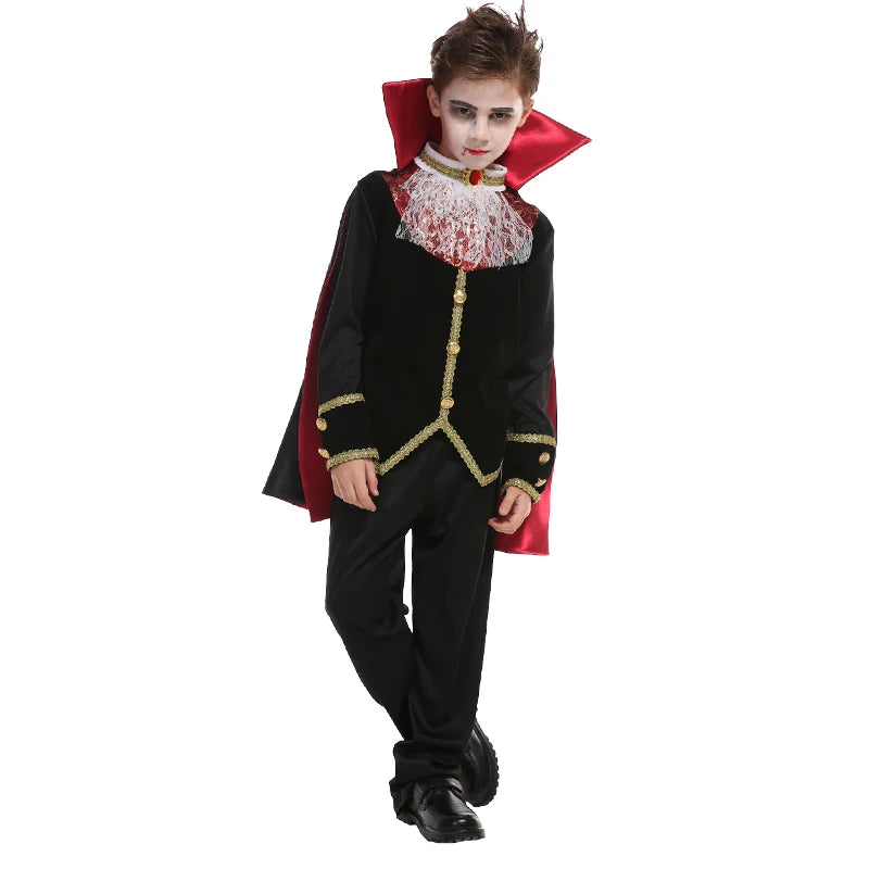 Fantasia Infantil Drácula Vampiro Halloween Cosplay + Capa