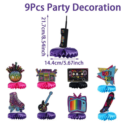 Decoração de festa dos anos 80 e 90, 12 peças centrais de colmeia dos anos 80 / 90