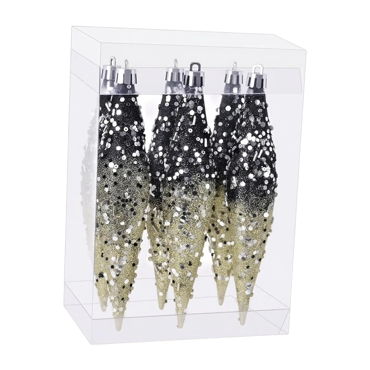 Gota de Natal de Plástico com Glitter para Pendurar, Gotas Natalinas com Glitter para Decoração de Ambientes