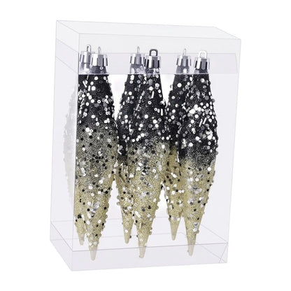 Gota de Natal de Plástico com Glitter para Pendurar, Gotas Natalinas com Glitter para Decoração de Ambientes