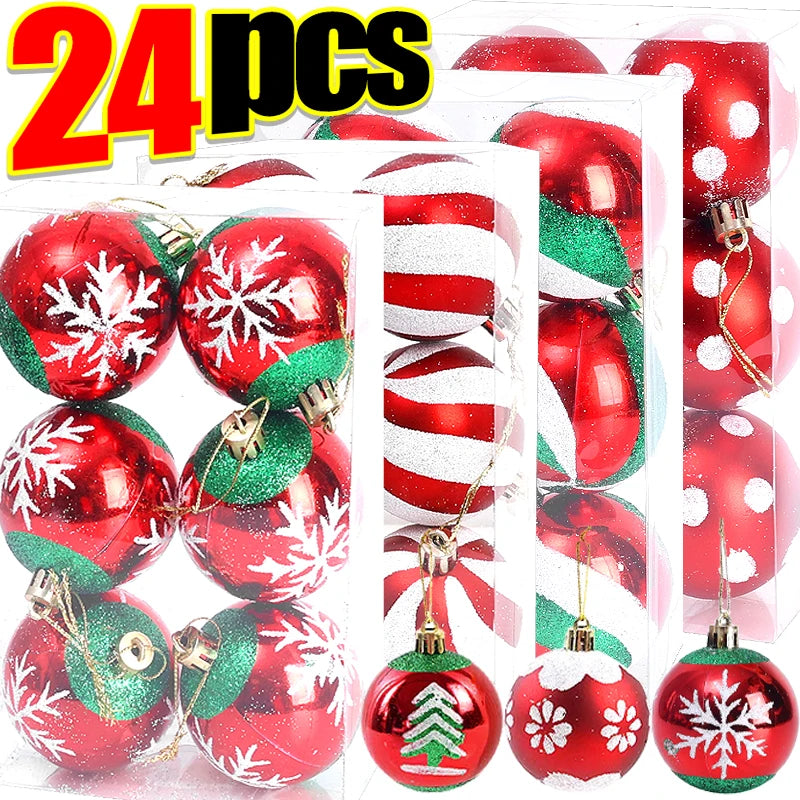 Bolas de Árvore de Natal em Ouro Verde Vermelho e Verde, Decoração Bola Brilho à Prova