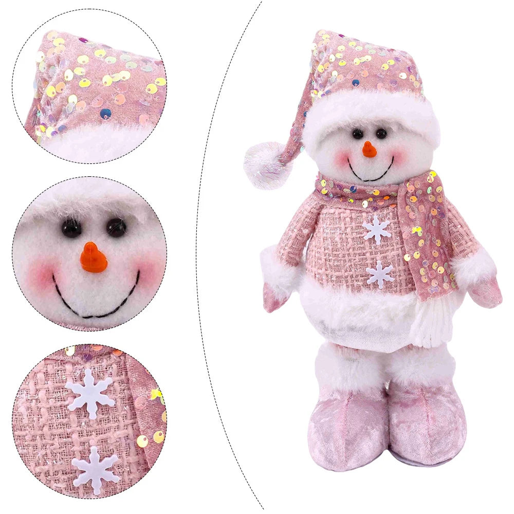 Boneco de Natal  Rosa Ornamentos Boneca De Pelúcia De Natal, Boneca De Pelúcia