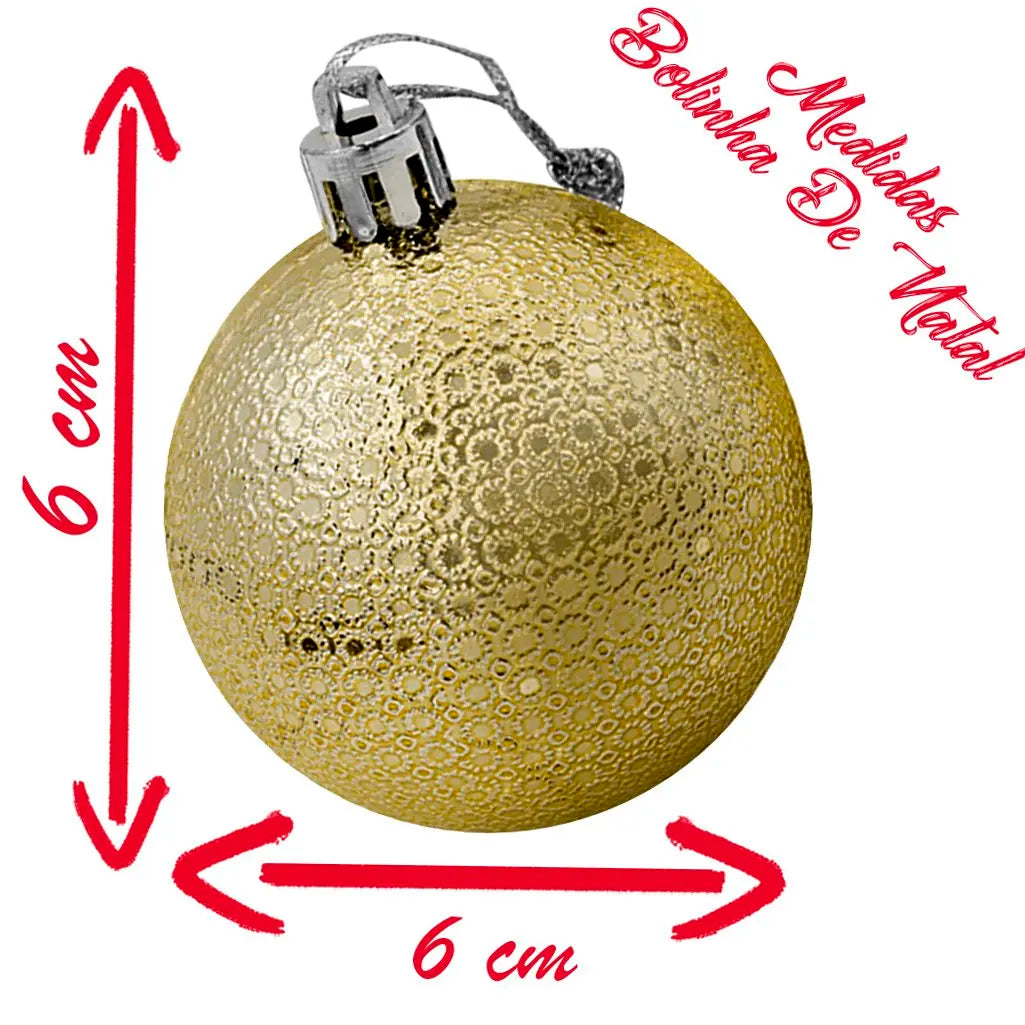 Bola de Natal Dourado Kit 12 Bolas Natalinas Enfeite Árvore de Natal 6cm*6cm Dourado