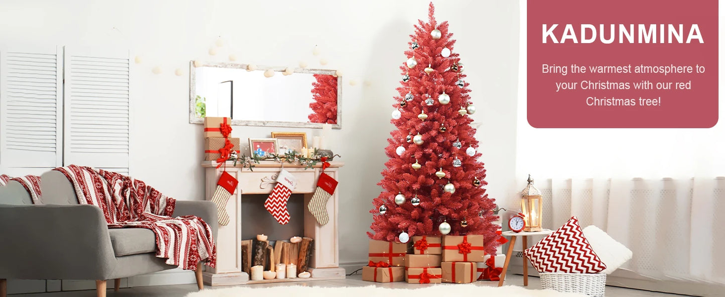 Árvore de Natal vermelha artificial, árvore de Natal Vermelho verdade, árvore fina artificial